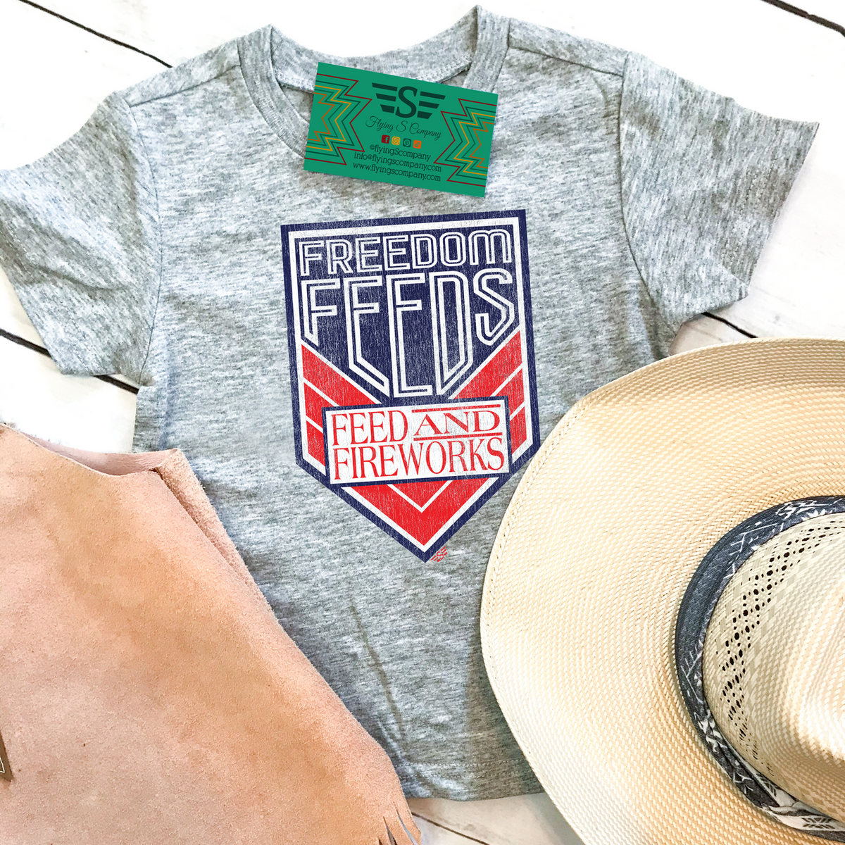 Kids Freedom Feeds Tee: Grey / 5/6