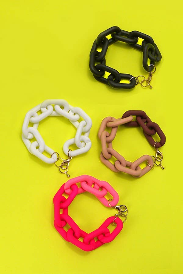 MATTE TWO TONED CHAINED BRACELET |  FUCHSIA