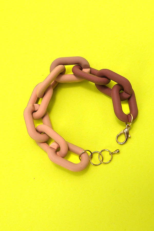 MATTE TWO TONED CHAINED BRACELET |  FUCHSIA