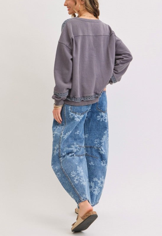 Chiles Floral Barrel Jeans