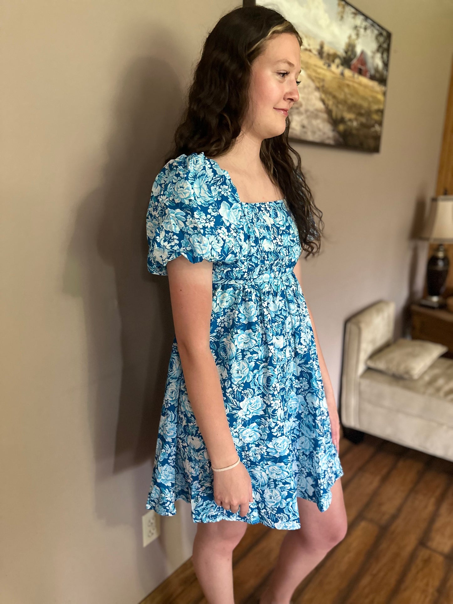 Floral Puff Babydoll Dress