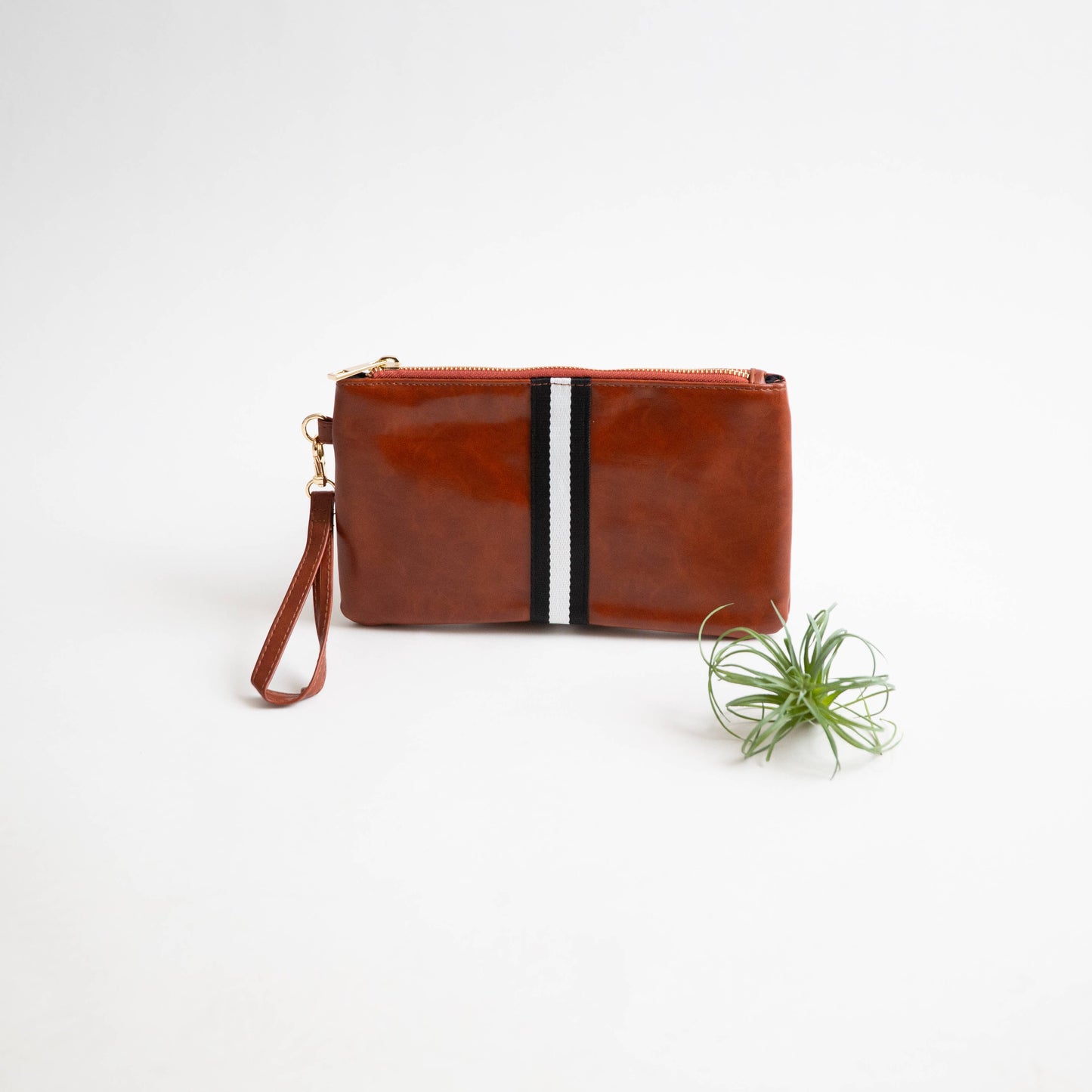 Preppy Stripe Zipper Clutch - Red/White