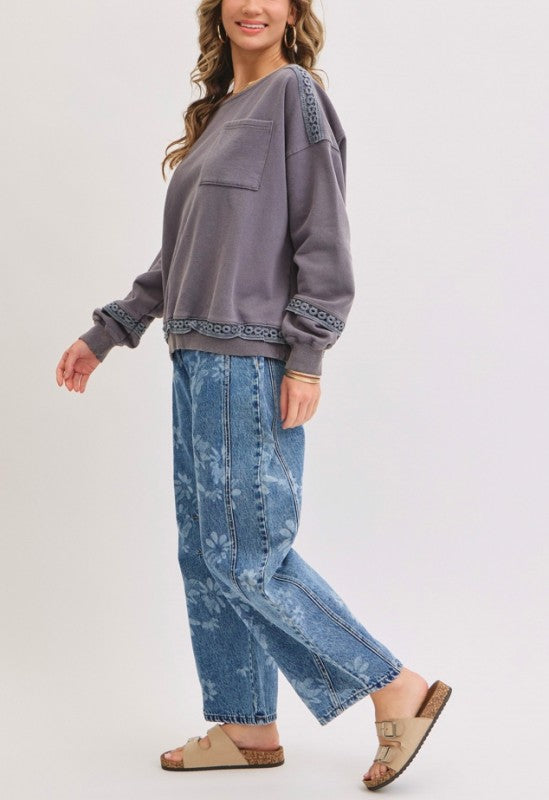 Chiles Floral Barrel Jeans