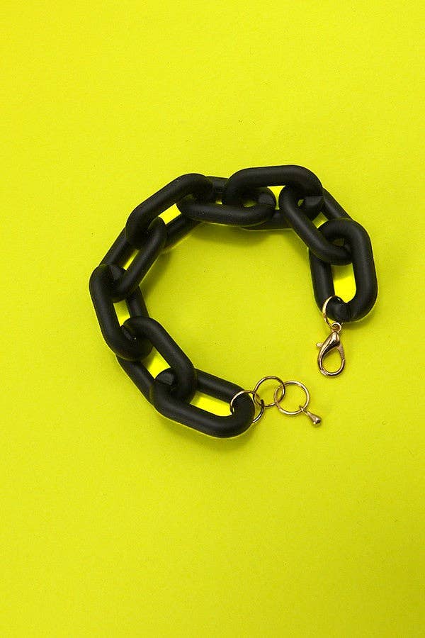 MATTE TWO TONED CHAINED BRACELET |  FUCHSIA