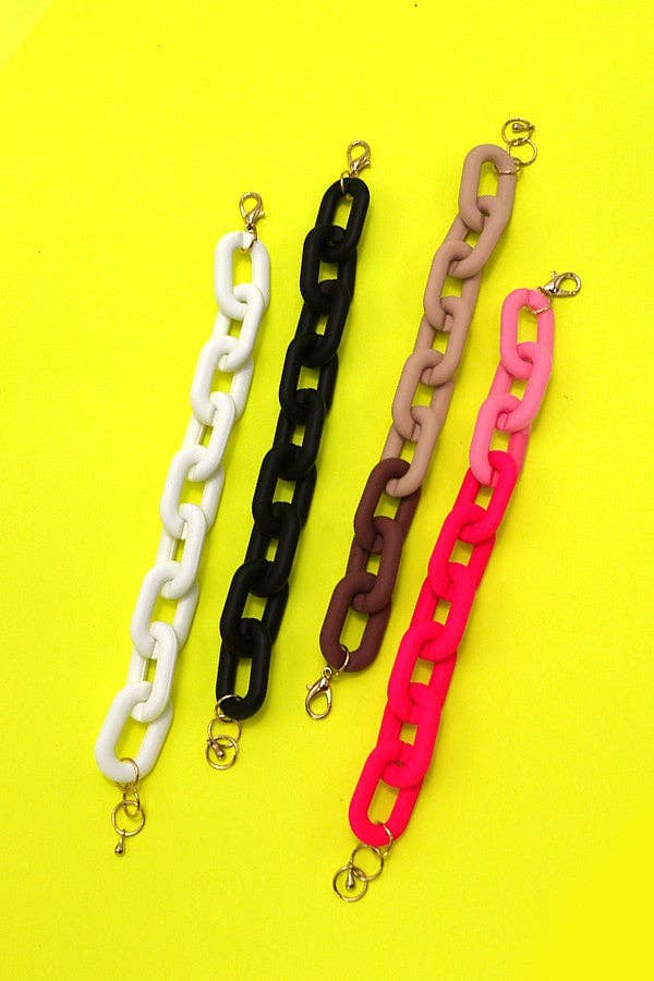 MATTE TWO TONED CHAINED BRACELET |  FUCHSIA
