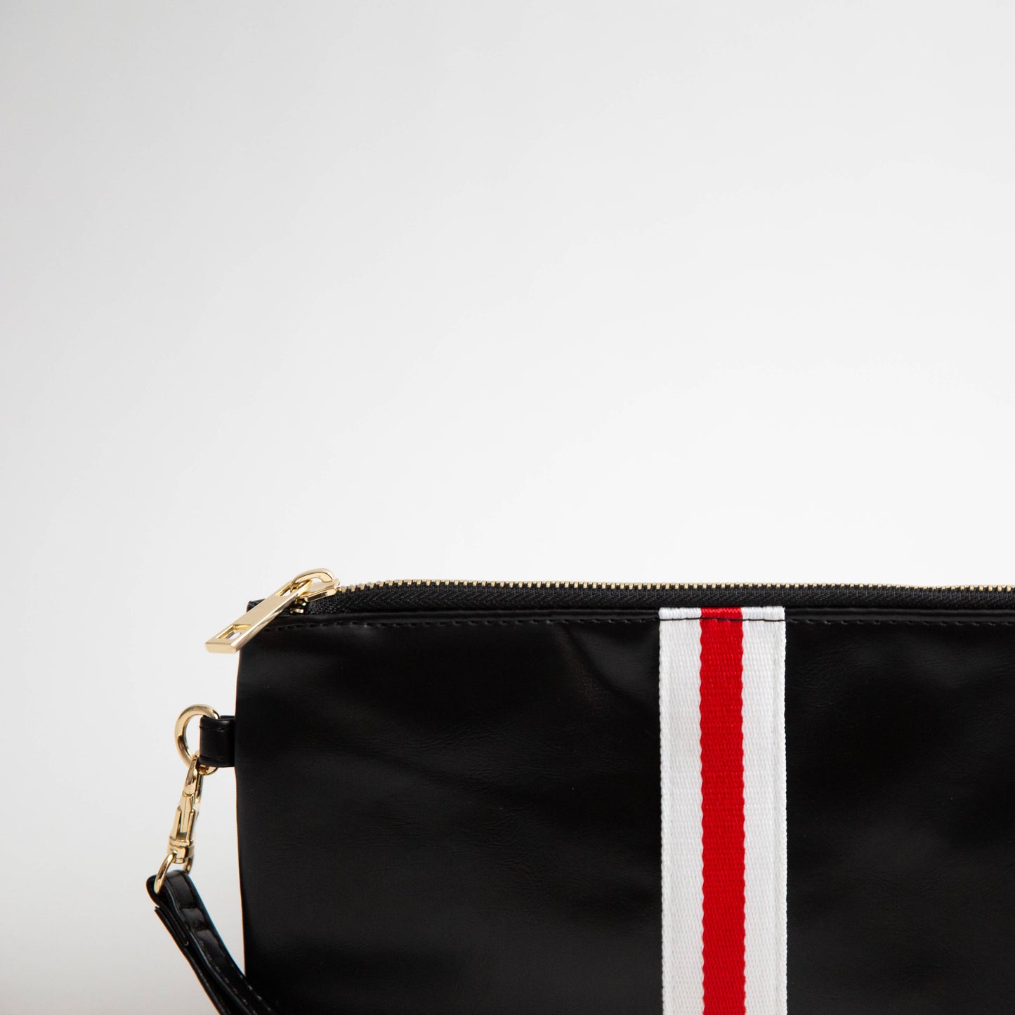 Preppy Stripe Zipper Clutch - Black/White