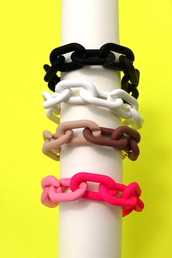 MATTE TWO TONED CHAINED BRACELET |  FUCHSIA