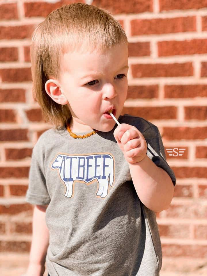 Kids Eat Beef Tee: Grey / 5/6