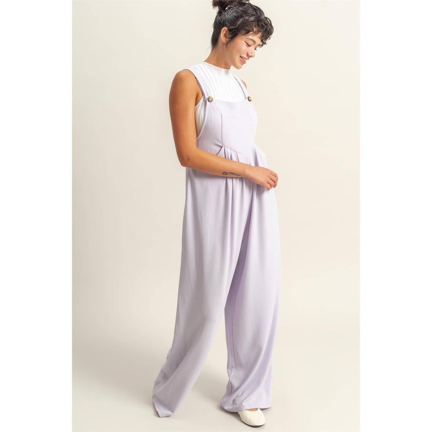 Waffle Pleated Pocket Jumpsuit