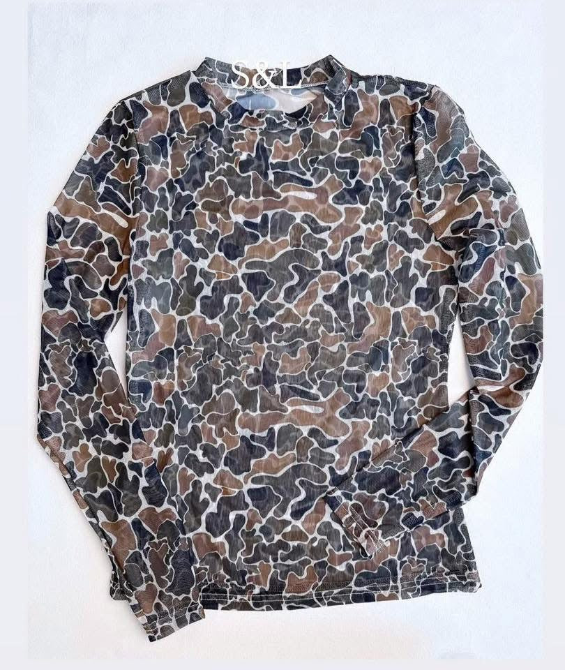 Camo Mesh Top