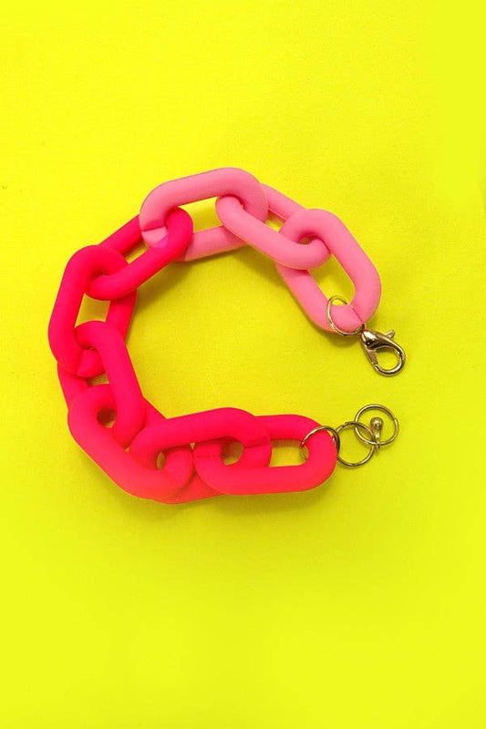 MATTE TWO TONED CHAINED BRACELET |  FUCHSIA