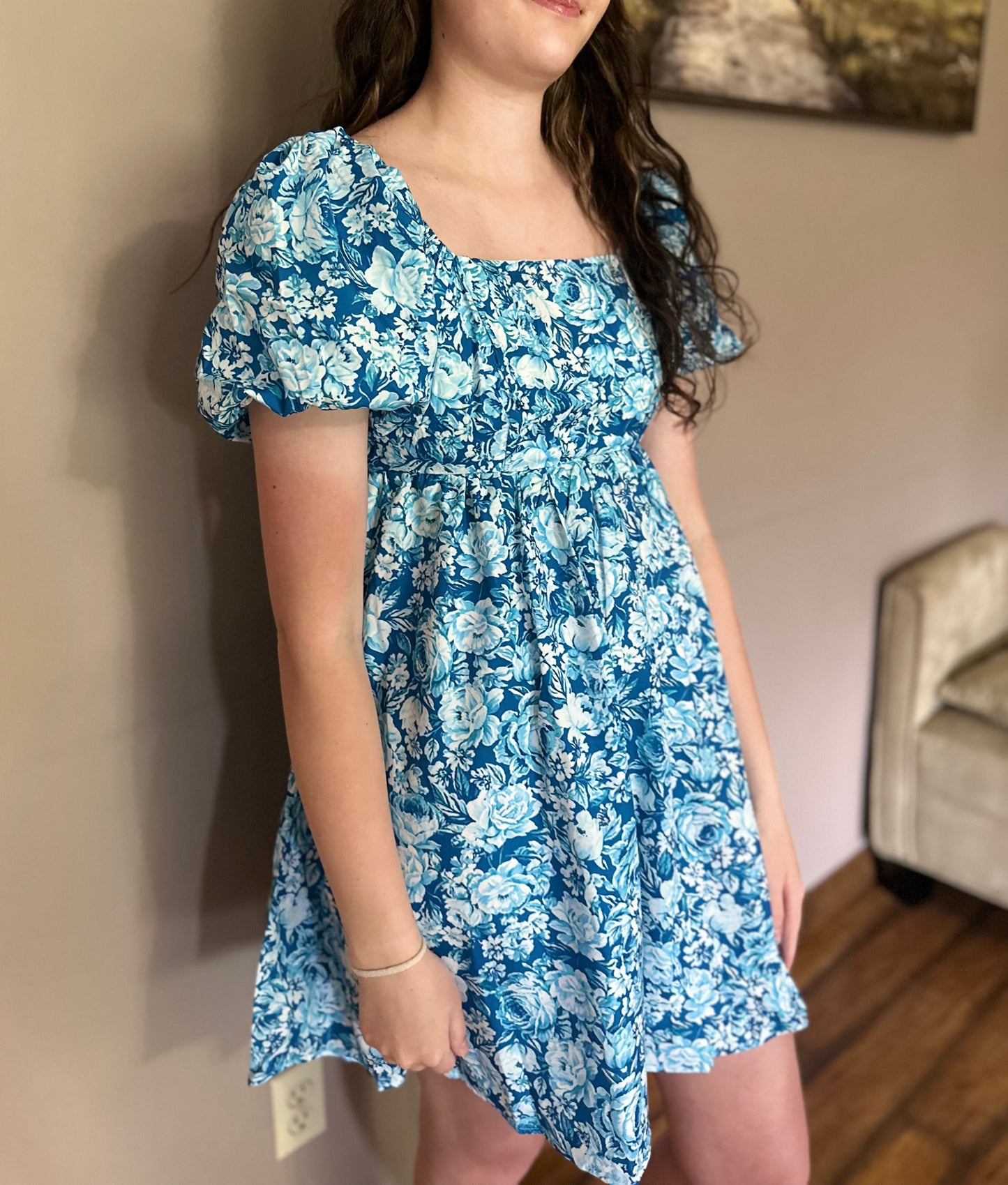 Floral Puff Babydoll Dress
