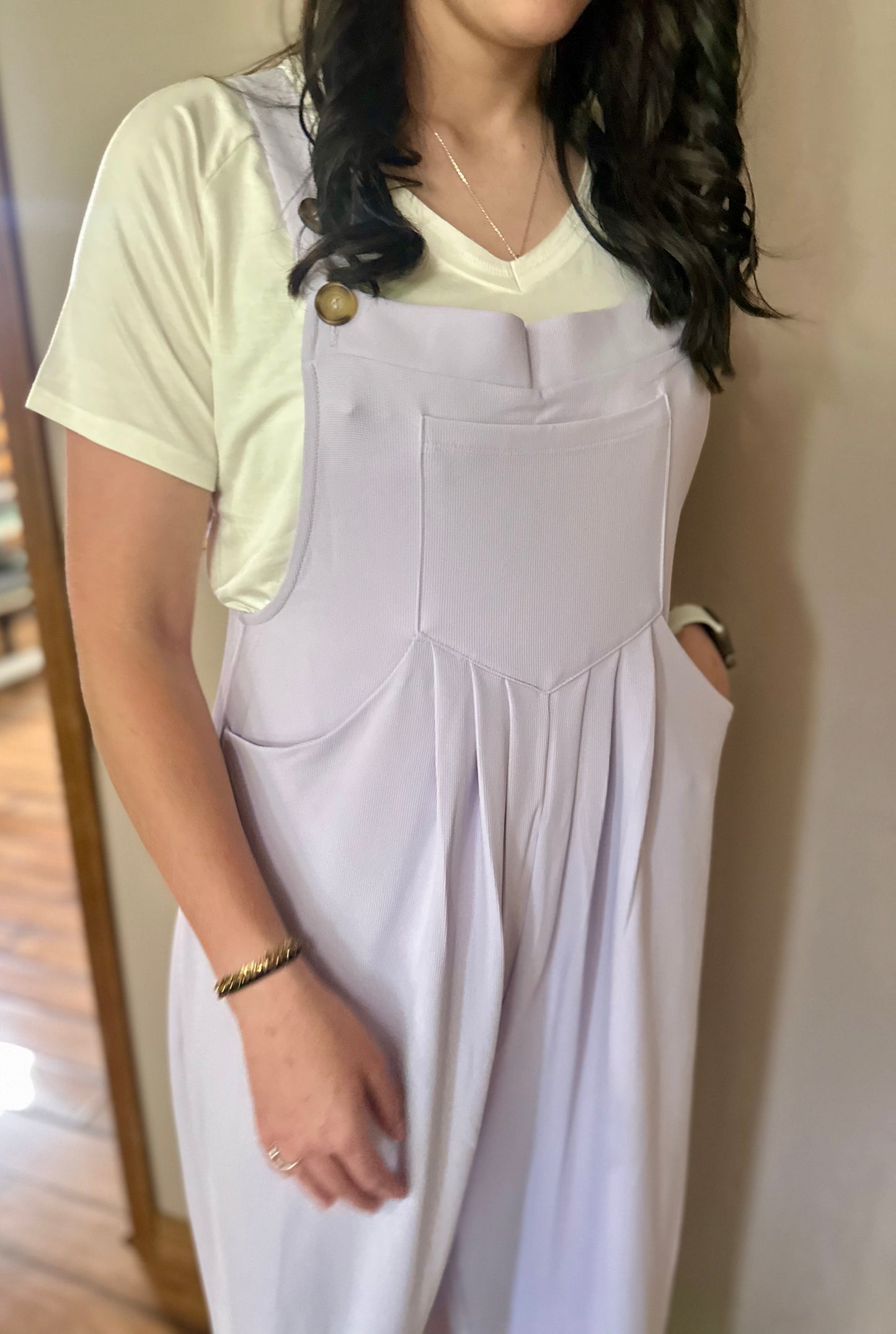 Waffle Pleated Pocket Jumpsuit