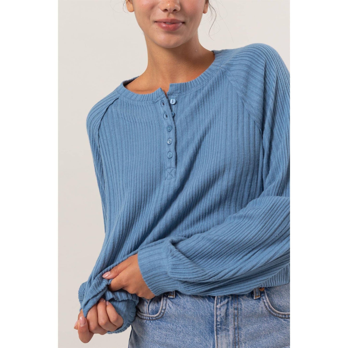 Henley Blue Top