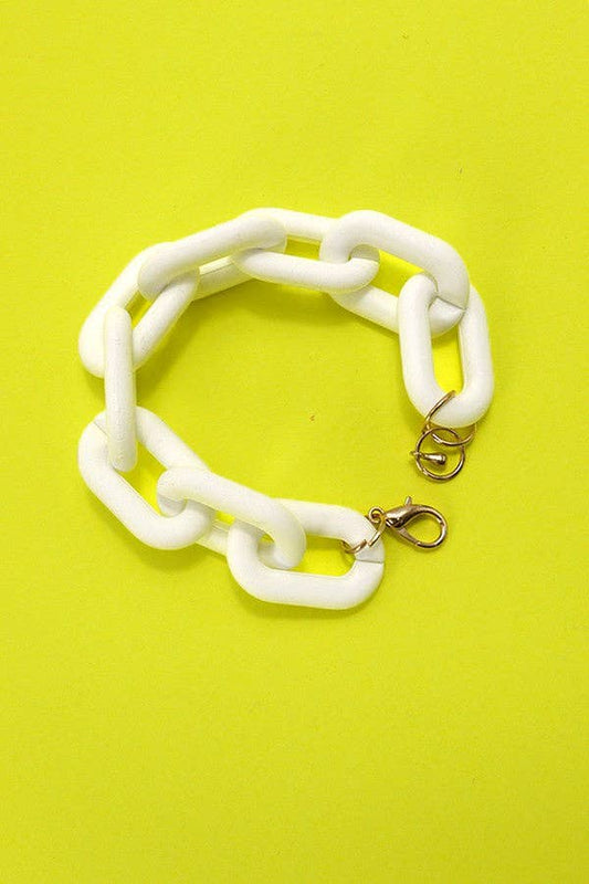 MATTE TWO TONED CHAINED BRACELET | WHITE