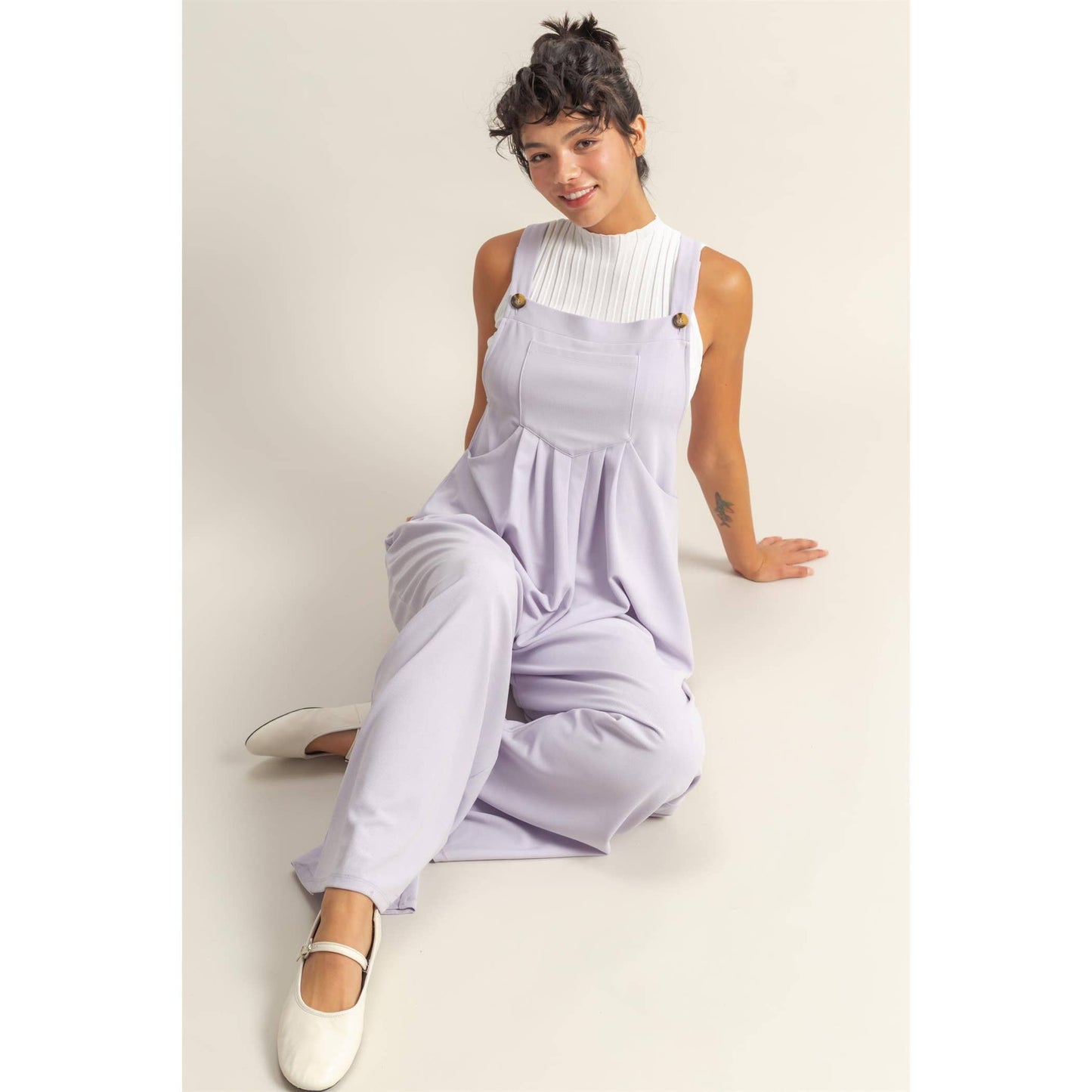 Waffle Pleated Pocket Jumpsuit