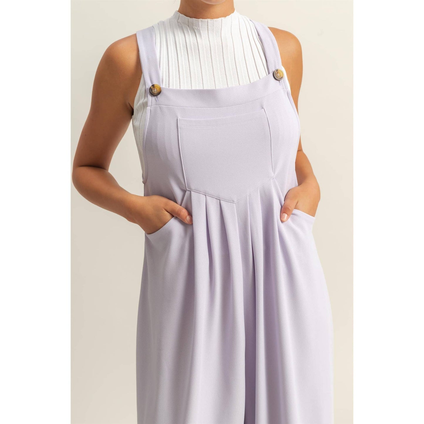 Waffle Pleated Pocket Jumpsuit
