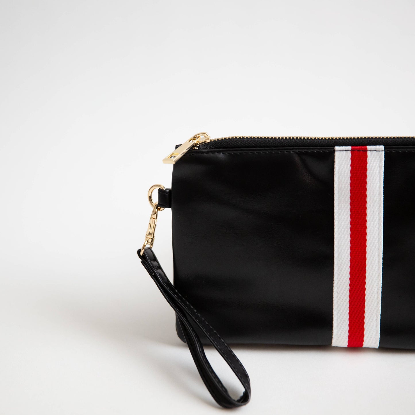 Preppy Stripe Zipper Clutch - Black/White