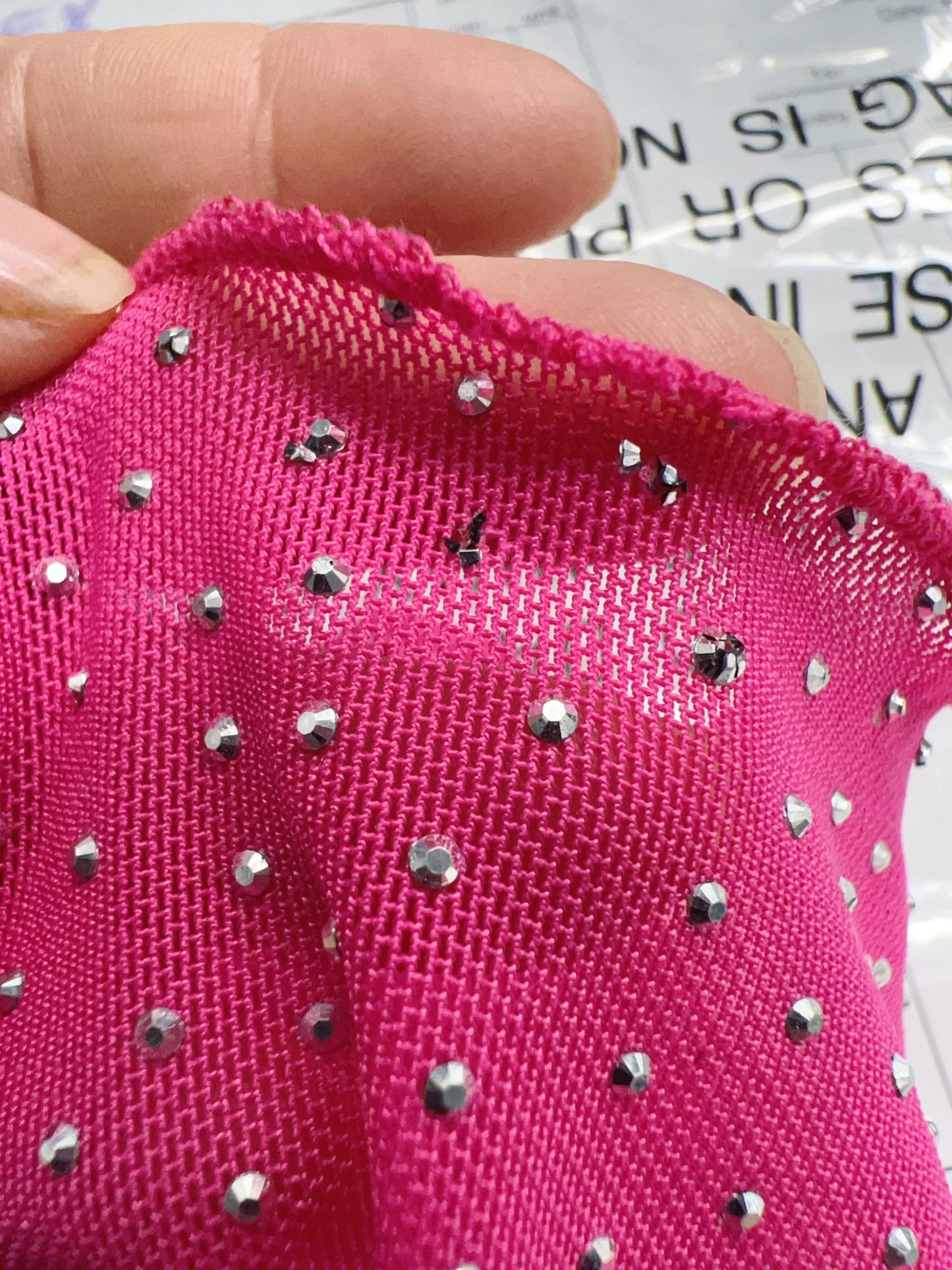 Hot Pink Rhinestone Mesh Top