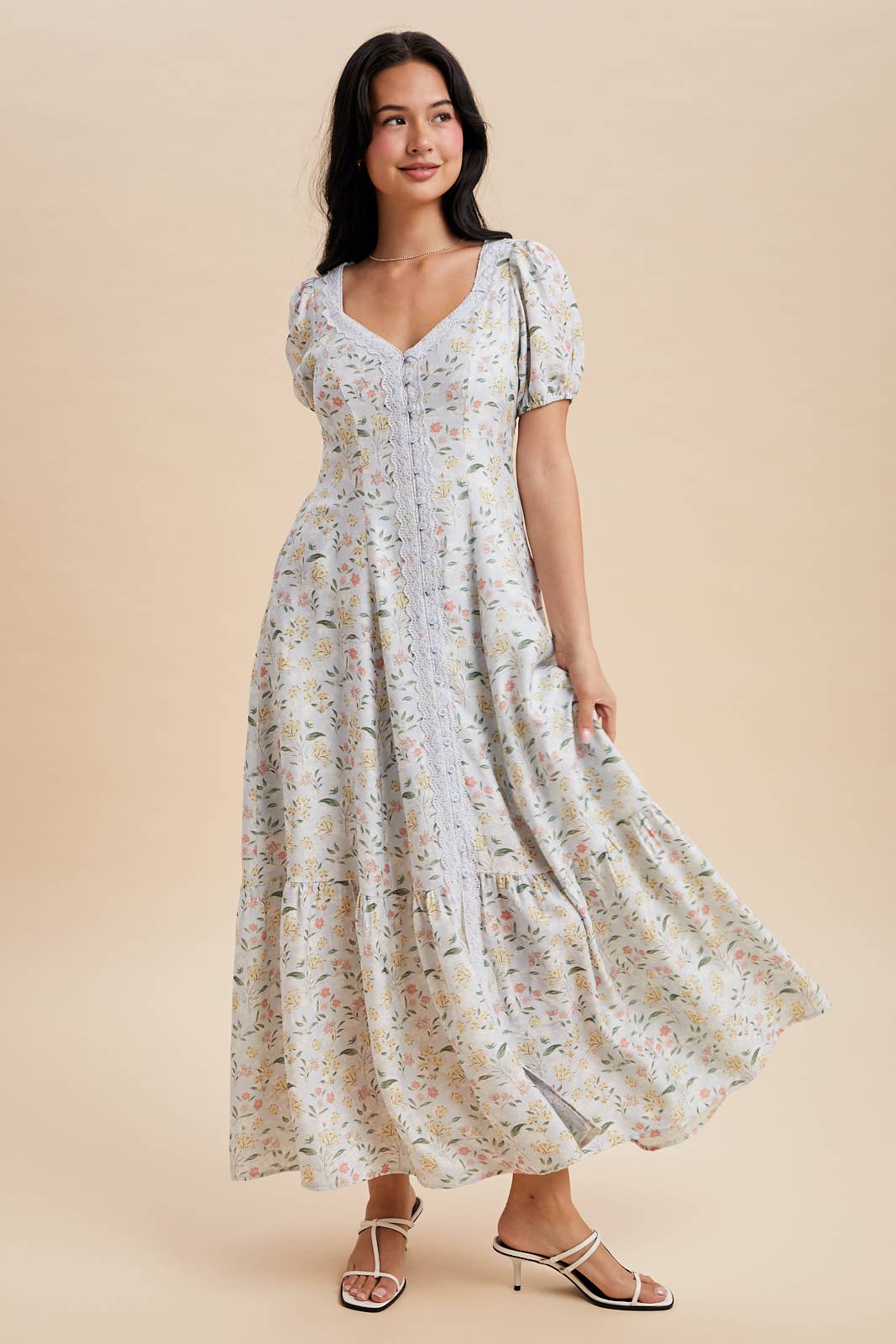 Floral Lace Trim Maxi