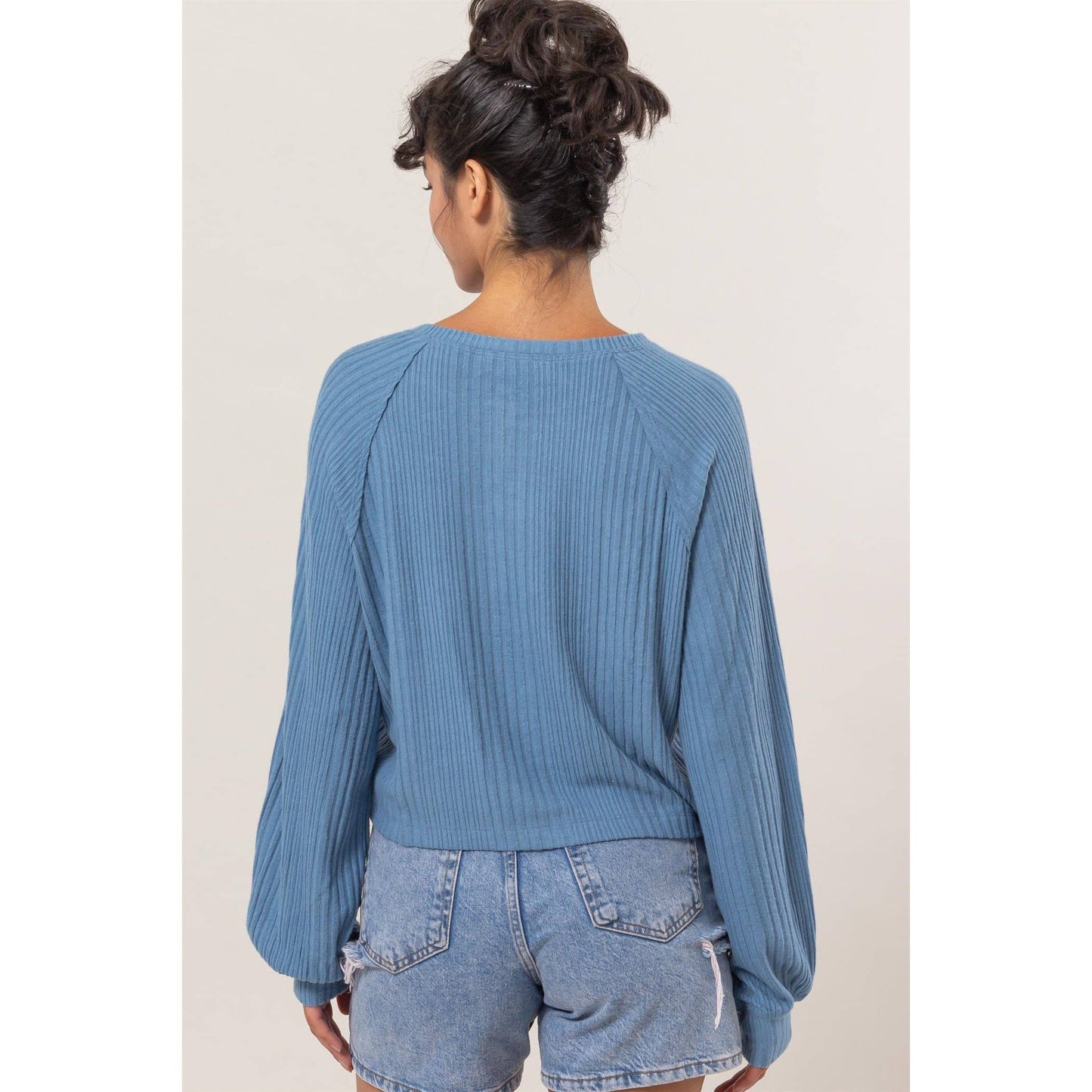 Henley Blue Top