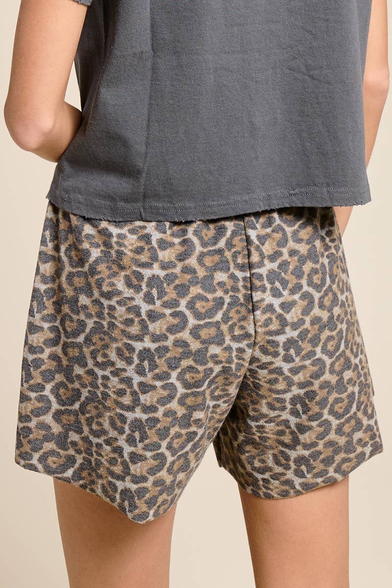 RELAXED FRENCH TERRY SHORTS: LEOPARD / S