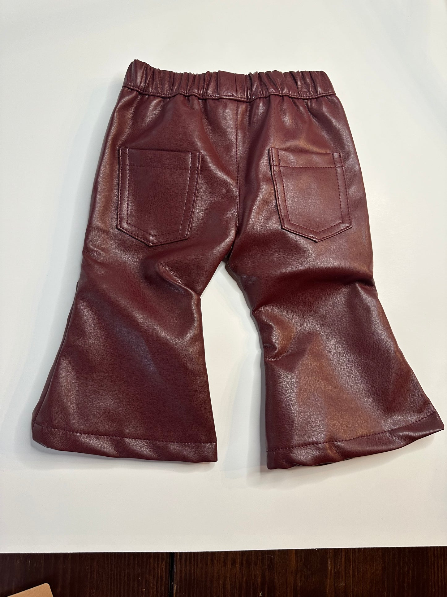 Sophie Pleather Bell Bottoms - Wine