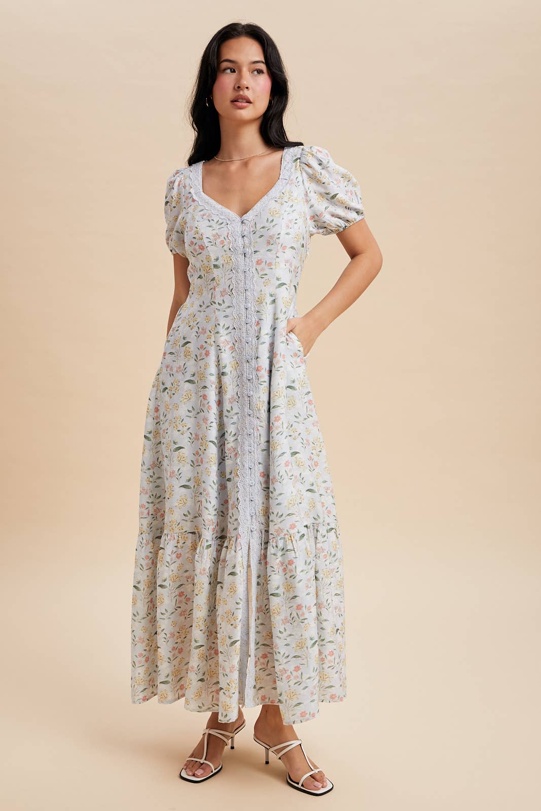 Floral Lace Trim Maxi