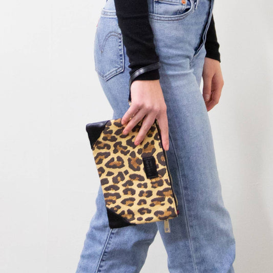 Corner Detail Wristlet- Leopard Print