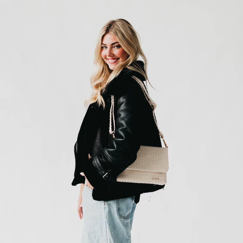 Wrenlee Woven Flap Crossbody: Black
