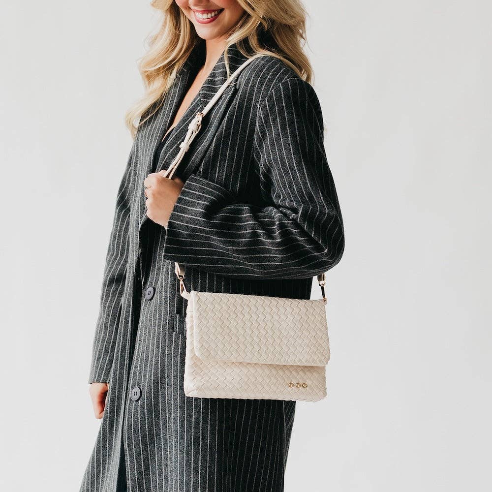 Wrenlee Woven Flap Crossbody: Black