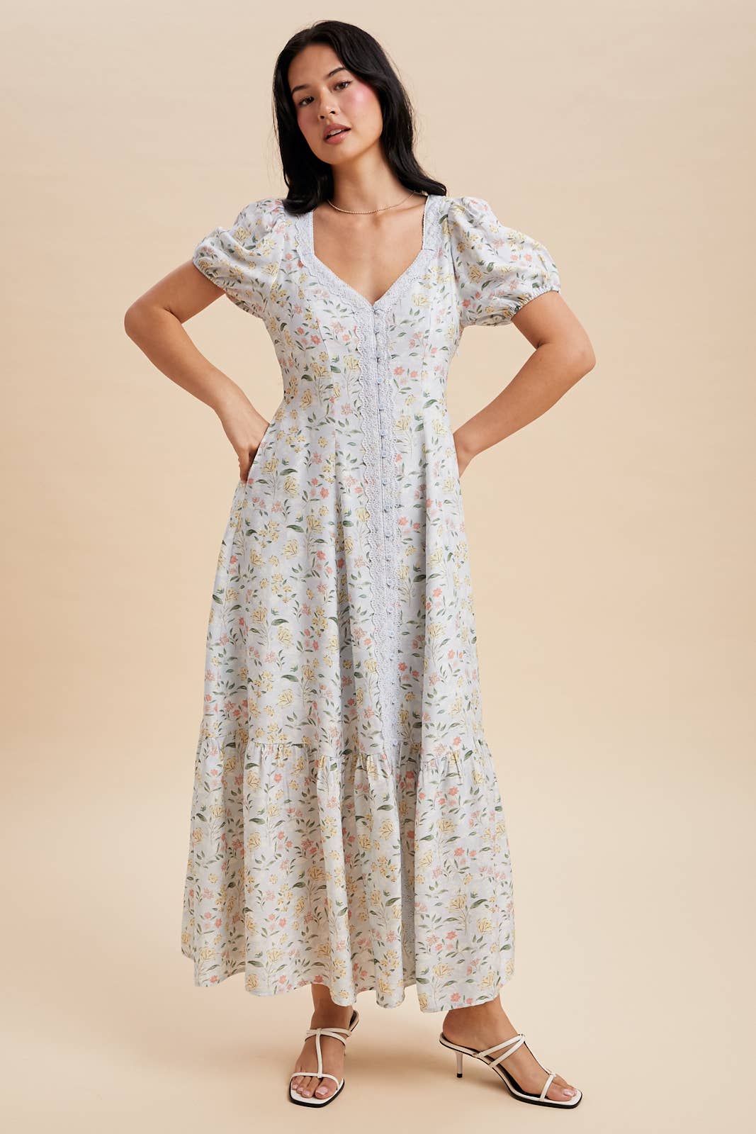 Floral Lace Trim Maxi