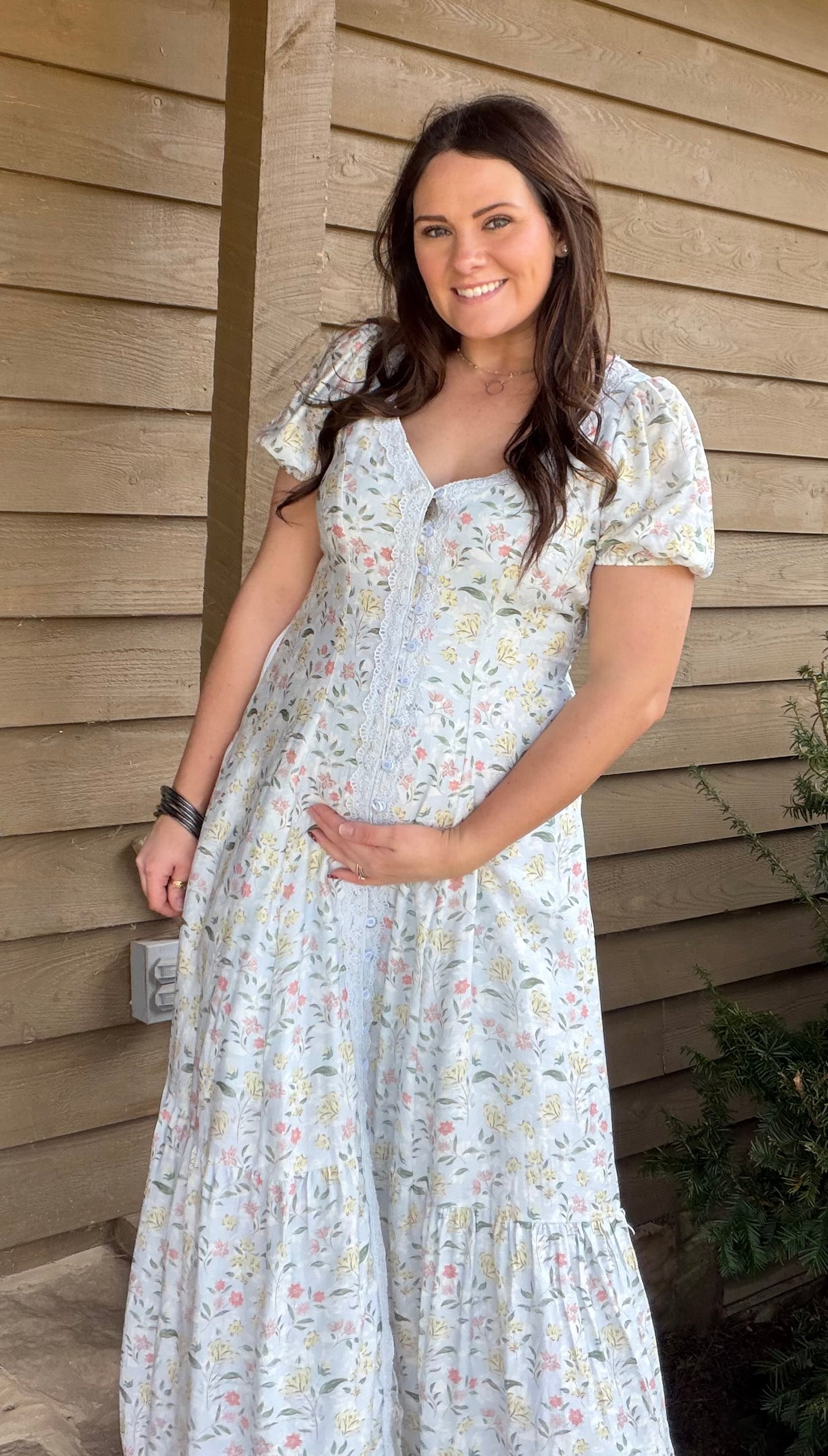 Floral Lace Trim Maxi