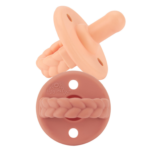 Sweetie Soother™ Pacifier Sets (2-pack): Apricot + Terracotta Braids