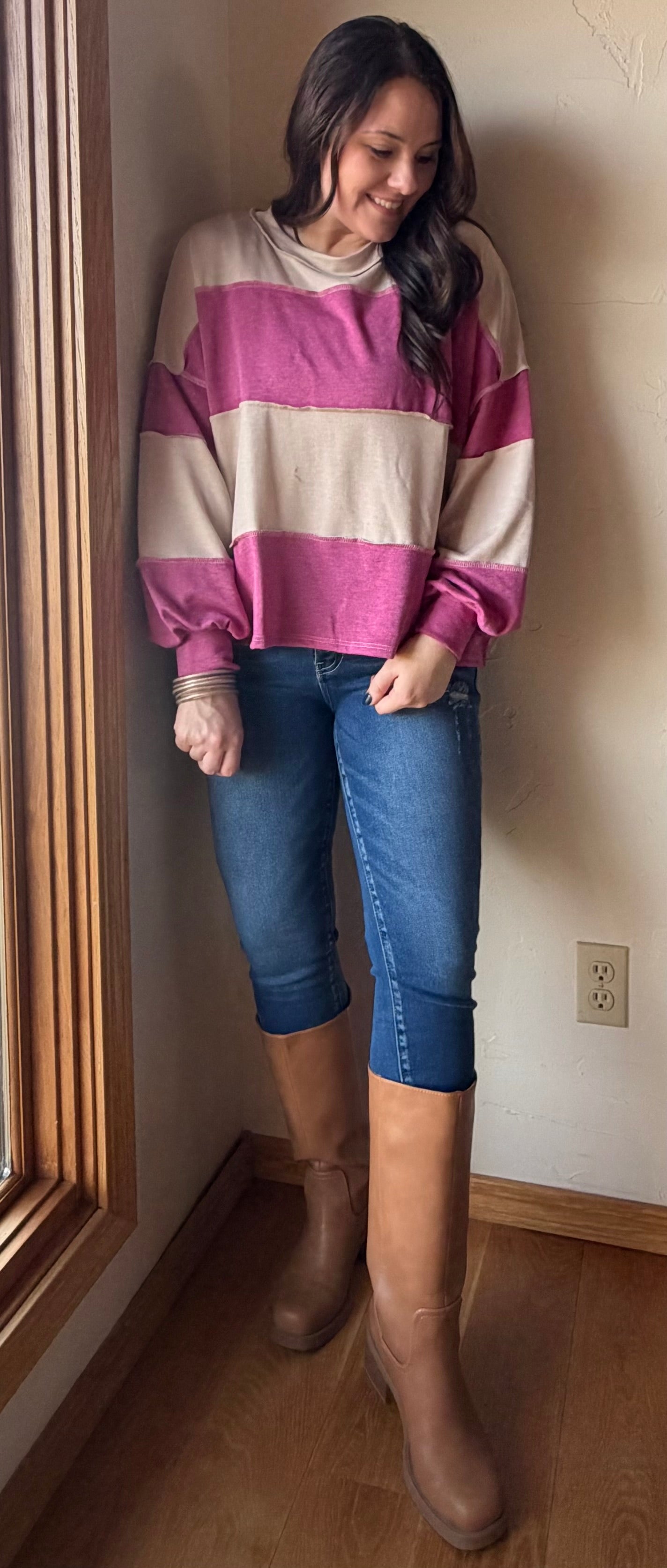 Colorblock Magenta Top