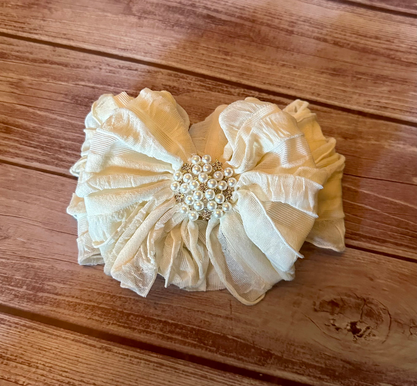 Pearl Ruffle Bow