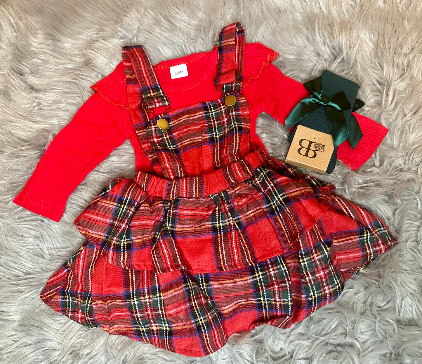 Plaid Overall Skirt Set