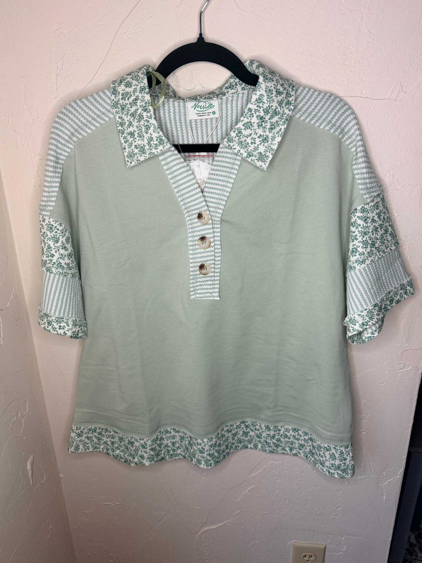 Sage Collared Top