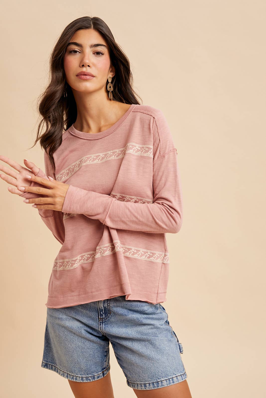 Dusty Rose Embellished Top