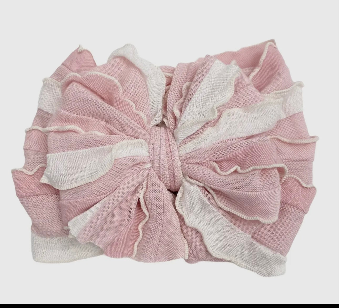 Tickled Pink Stripe Ruffled Bow