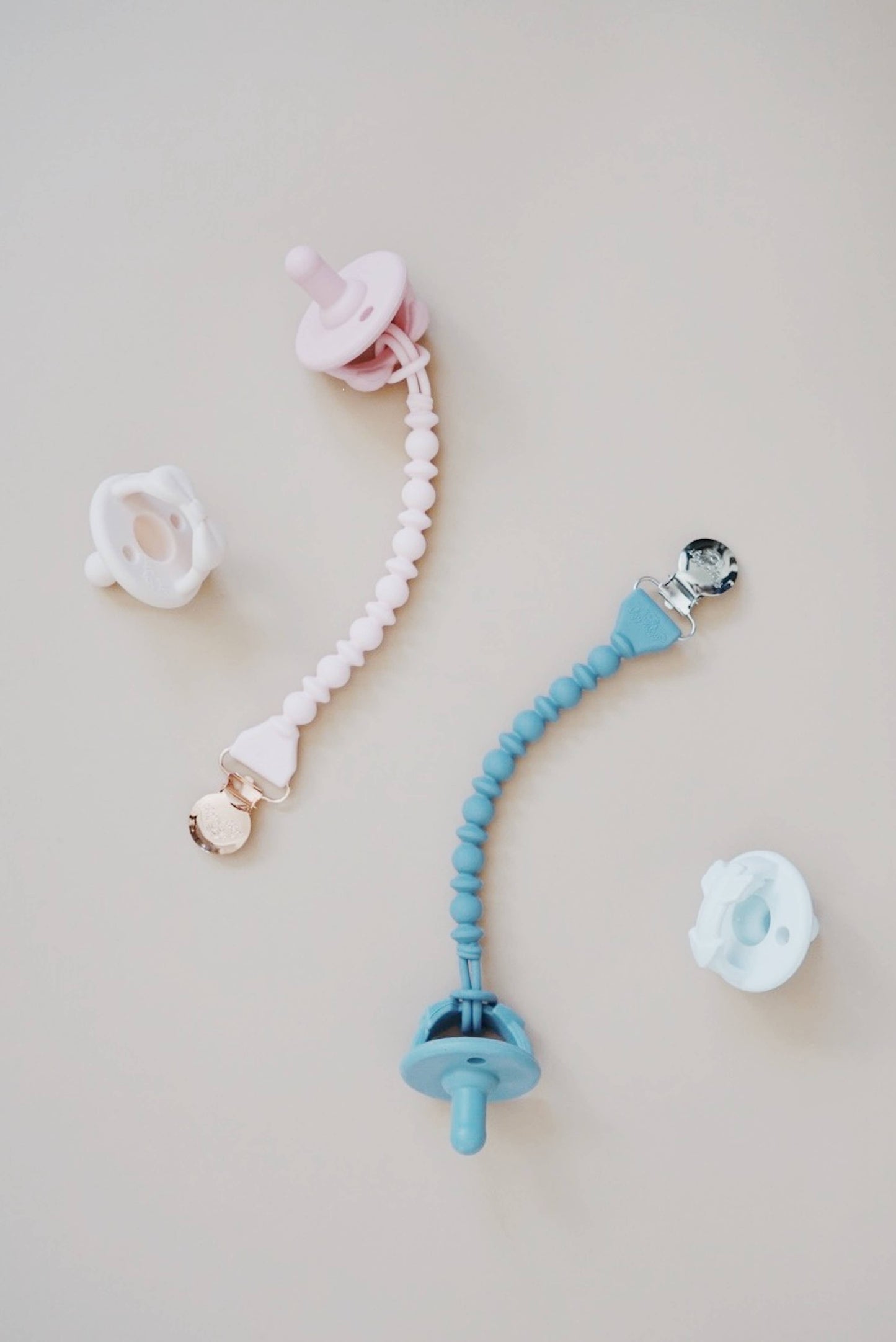 Sweetie Strap™ Silicone One-Piece Pacifier Clips: Pink Beaded