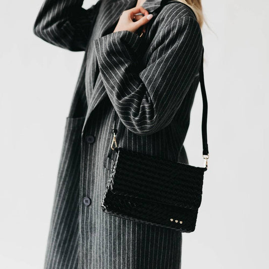 Wrenlee Woven Flap Crossbody: Black