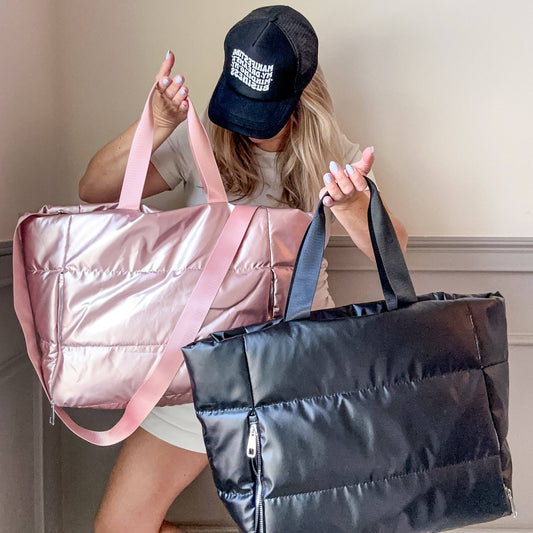 Wet/Dry Puffer Weekender Bag In Pink- Pre Claim