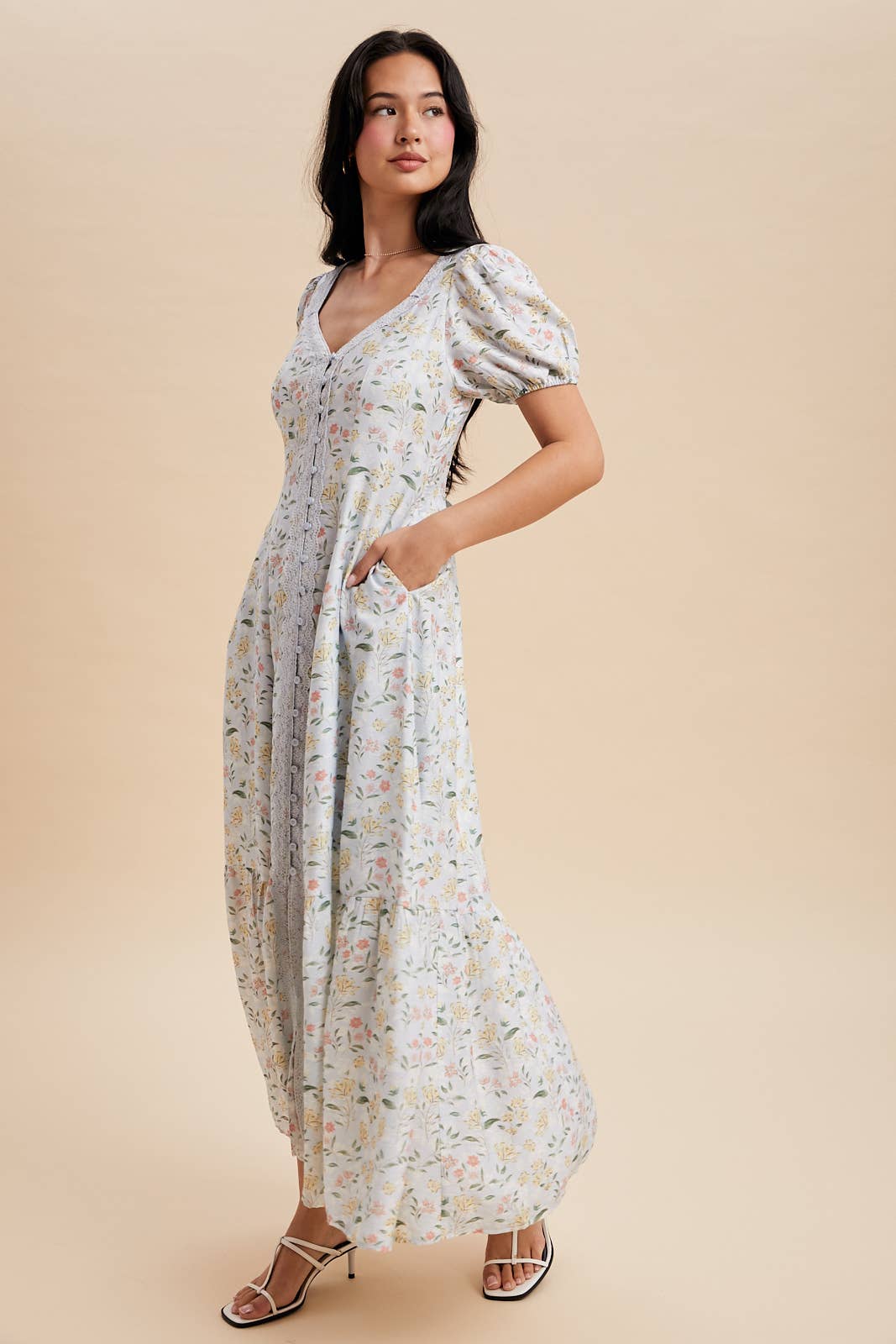 Floral Lace Trim Maxi