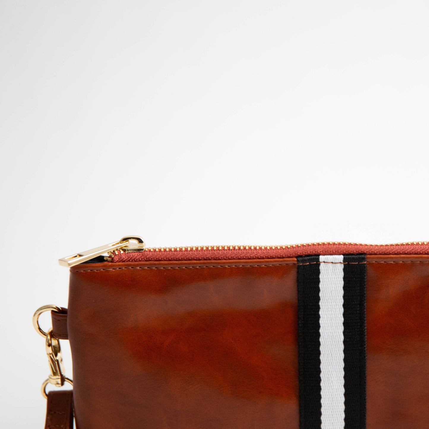 Preppy Stripe Zipper Clutch - Red/White