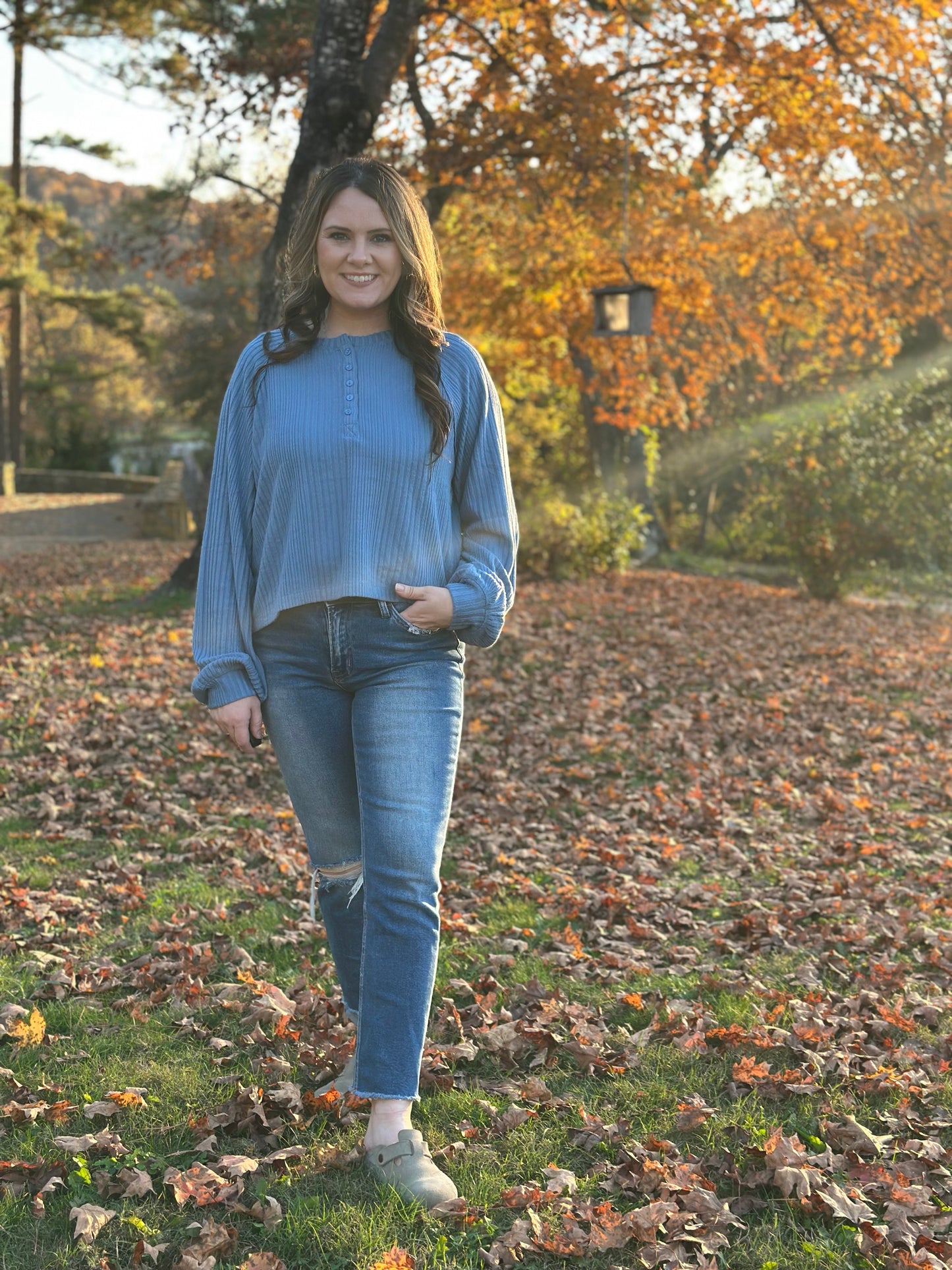 Henley Blue Top