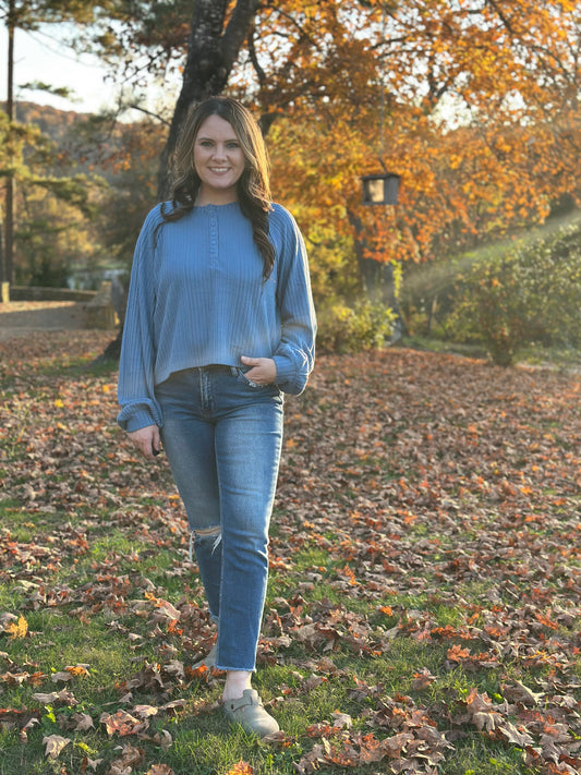 Henley Blue Top