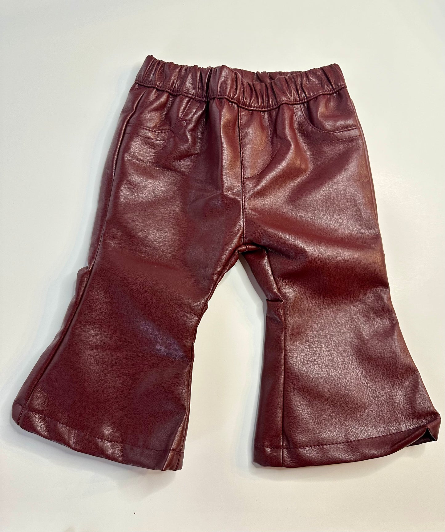 Sophie Pleather Bell Bottoms - Wine