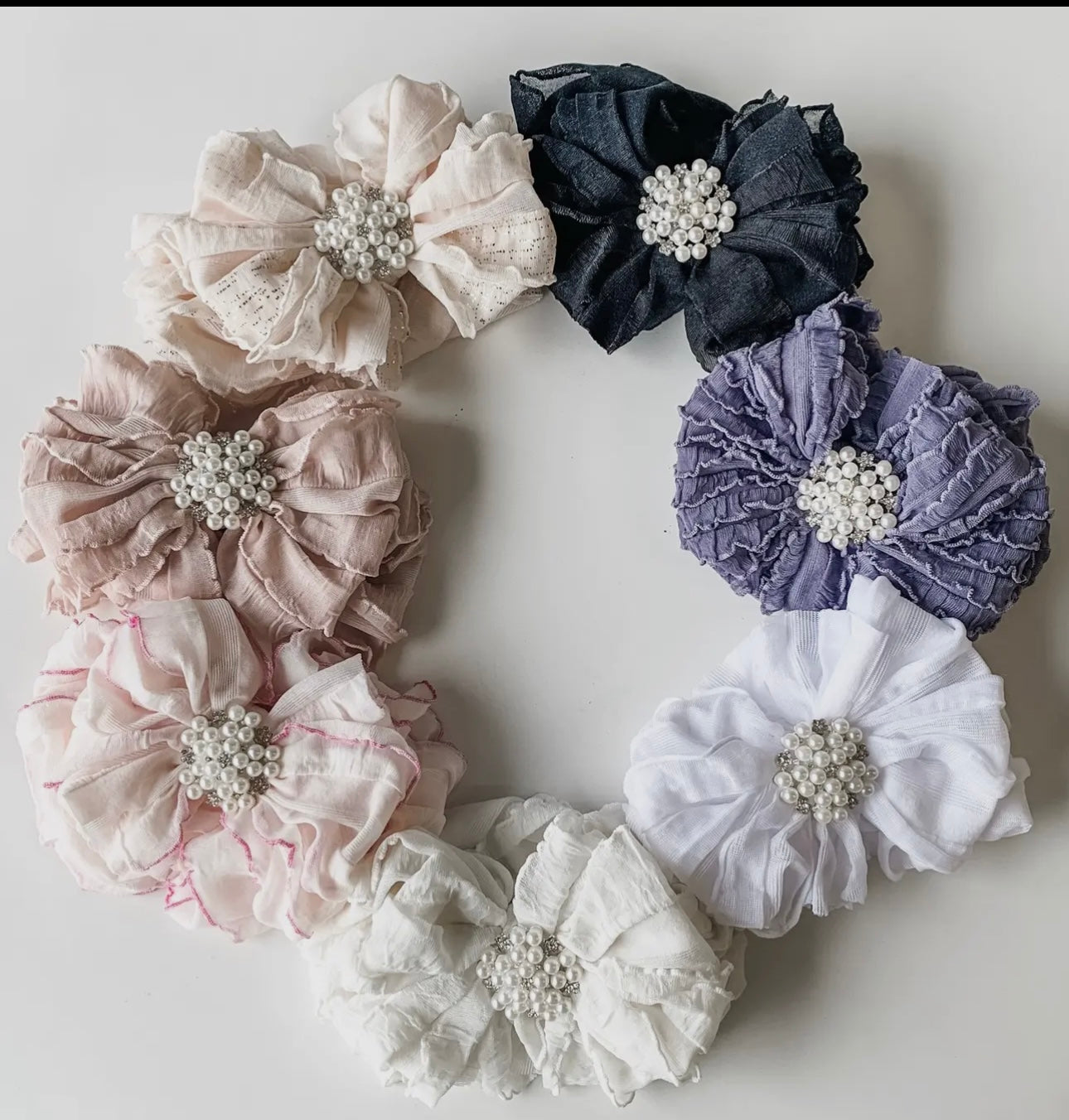 Pearl Ruffle Bow