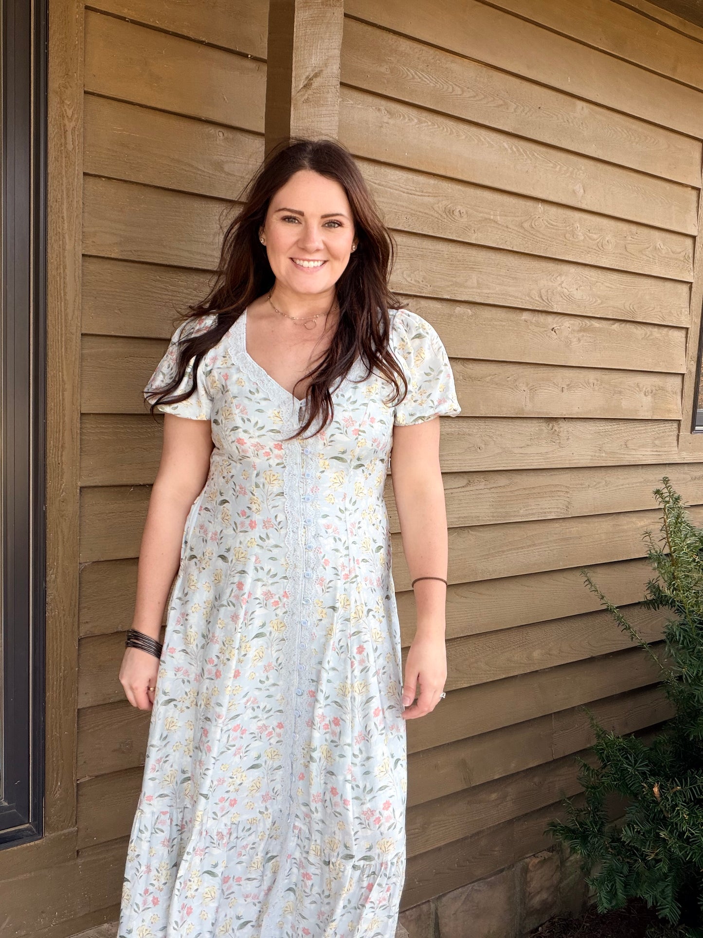 Floral Lace Trim Maxi